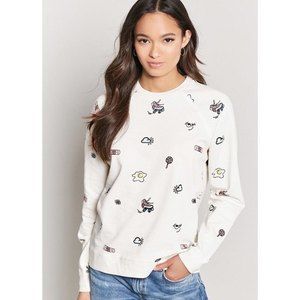Forever 21 Roller Skate Eggs Print Crew Sweatshirt